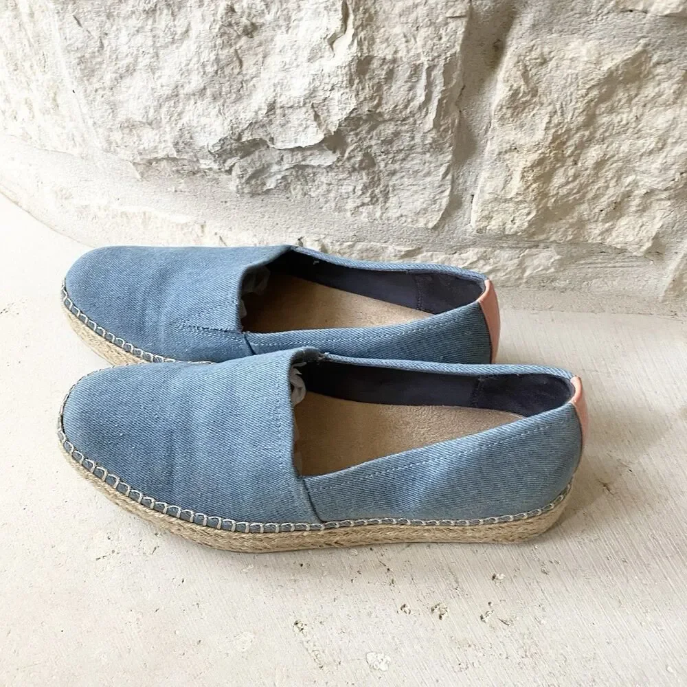 Dr. Scholl's Women's Blue Denim Sunray Platform Espadrilles Loafer Size‎ 8.5